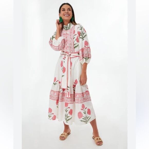 Tuckernuck Sue Sartor Exclusive Rosy Marigold Flounce Dress size medium,… - Picture 9 of 10